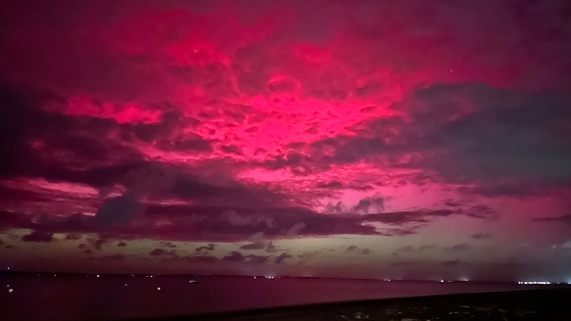 aurores boréales depuis la plage Pereire à Arcachon