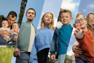 des jeunes gesn de tout horizon compose l'affiche du téléthon, parents, enfants, jeune femme, jeune homme