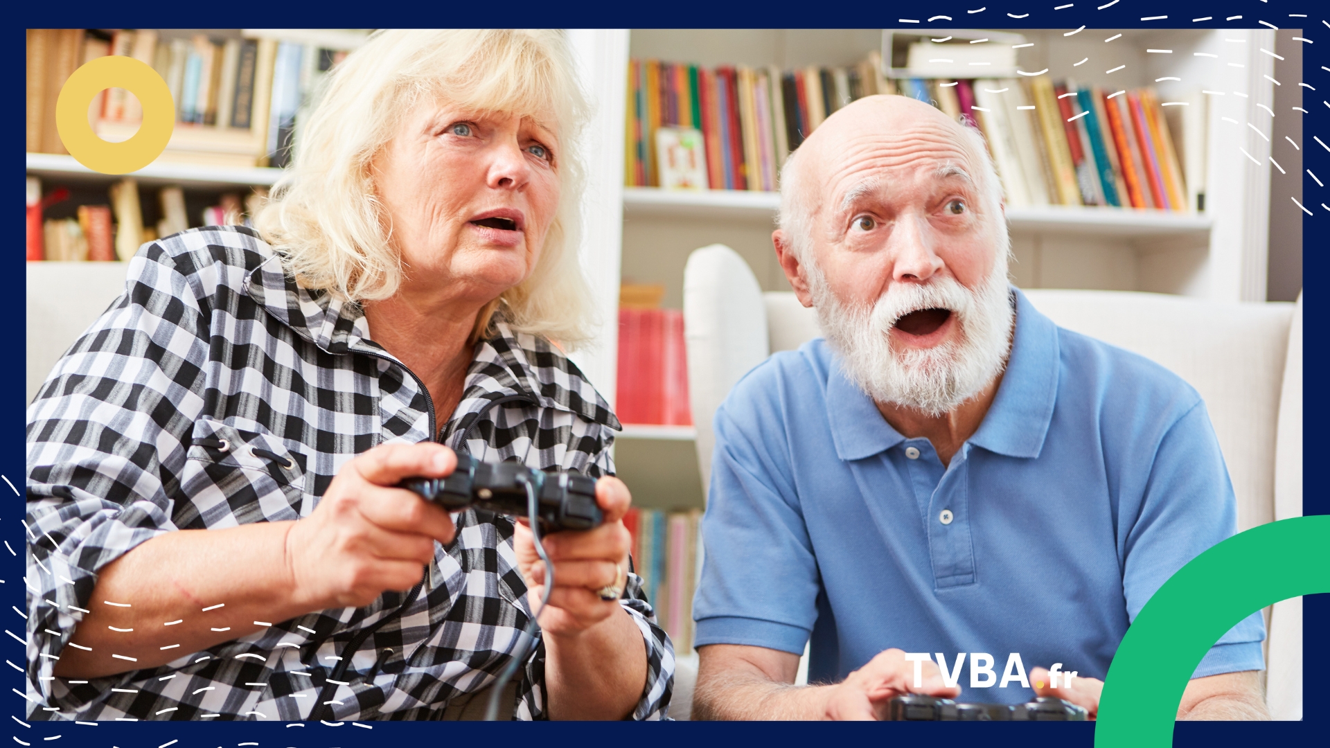 couple de séniors qui joue aux jeux vidéos