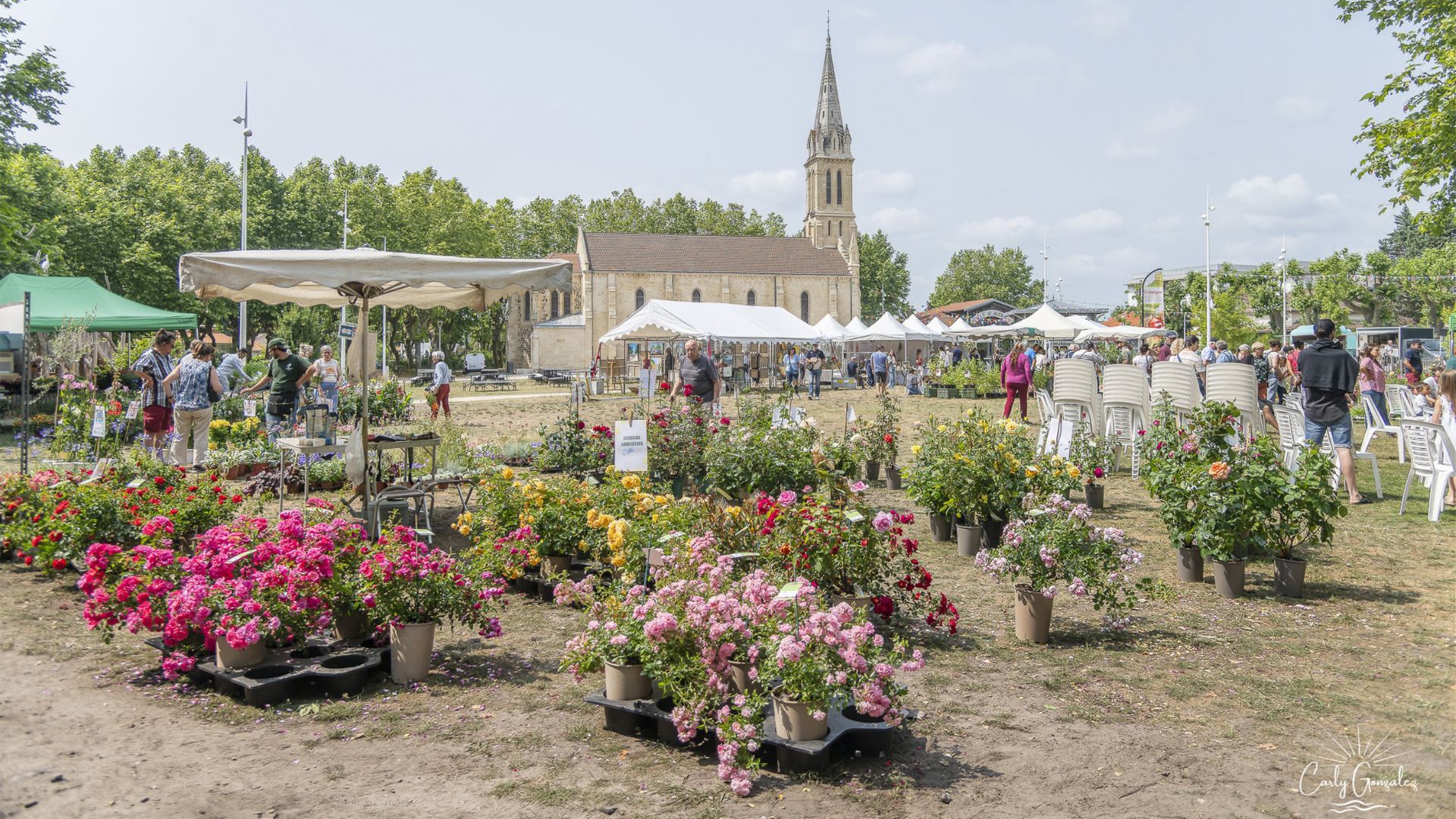 Les Rendez-Vous aux Jardins 2025 La ville d'Audenge à coté de l'église, Fleurie avec ses exposants, Les Rendez-Vous aux Jardins 2025