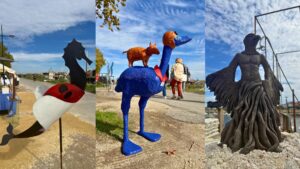 des sculptures sur le port de La Teste pour le festival alias 2025