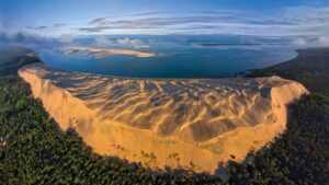 photo aérienne de la dune du pilat