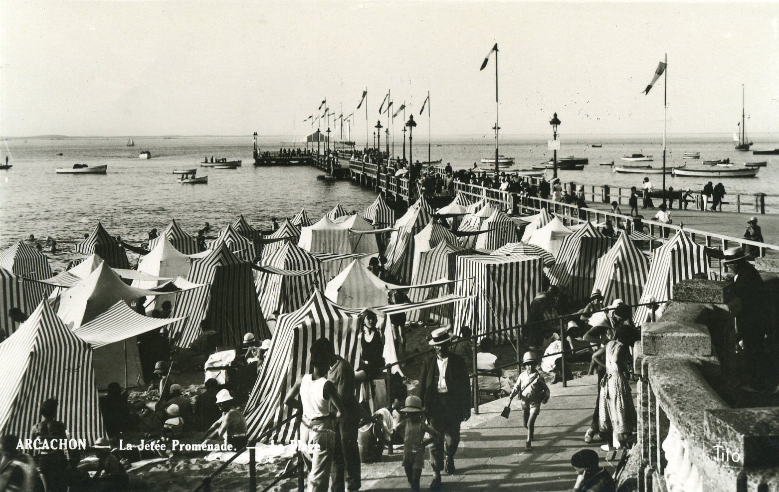 carte ancienne du front de mer d'arcachon