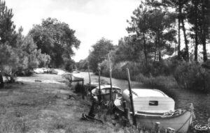 piansse sur le canal des landes à cazaux - carte ancienne en noir et blanc