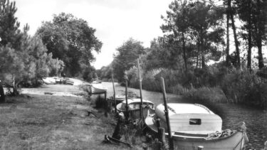 piansse sur le canal des landes à cazaux - carte ancienne en noir et blanc